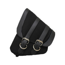  Canvas Swing Arm Saddle Bag With Black Straps Black Left 