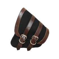  Canvas Swing Arm Saddle Bag With Brown Straps Black Brown Left 