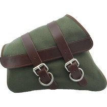  Canvas Swing Arm Saddle Bag With Black Straps Brown Army Green Left 