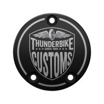  New Custom Point Cover 3-hole, with Thunderbike Logo Black Anodized 