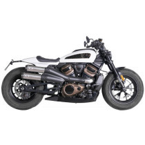  2 in 2 Racing Muffler and Mid-Pipe Set for Sportster S Models Endcap Tracker Carbon Stainless Steel Satin 