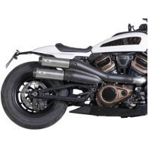  2 in 2 Racing Muffler and Mid-Pipe Set for Sportster S Models Endcap Tracker Carbon Stainless Steel Satin 