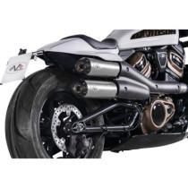  2 in 2 Racing Muffler and Mid-Pipe Set for Sportster S Models Endcap Tracker Carbon Stainless Steel Satin 