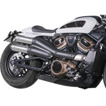  2 in 2 Racing Muffler and Mid-Pipe Set for Sportster S Models Endcap Tracker Carbon Stainless Steel Satin 