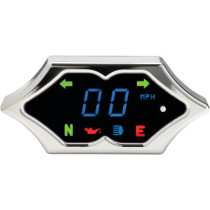  Spike Bar Mount Speedometer Scale: 255 mph  255 km/h  Scale Color: black  Dimension: 4 1/4" x 2" Chrome 