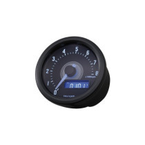  Velona60 Tachometer White LED, 8000 RPM Gauge Black Stainless Steel 