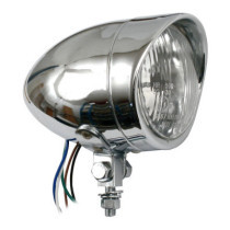 Long Bullet 4" H4 headlamp. With visor. Chrome