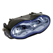 Oval shorty, double H3 headlamp. No housing. Blue tint lens