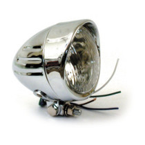 Bullet 4" H4 headlamp. Ribbed & Visor. Chrome