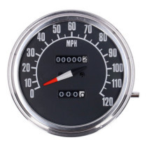 FL speedometer, ''74-84 face'', black. 2:1 MPH