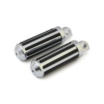 Rail foot pegs small diameter. Chrome w/rubber inlays