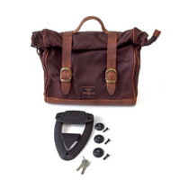 Longride, click-on Old Chopper saddlebag waxed cotton. Brown