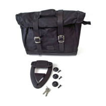 Longride, click-on Old Chopper saddlebag waxed cotton. Black