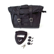 Longride, click-on Old Chopper saddlebag waxed cotton. Black