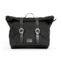 Longride, ''Old Chopper'' waxed cotton saddlebag. Black