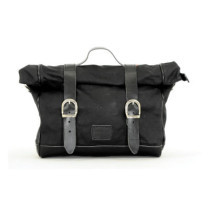 Longride, ''Old Chopper'' waxed cotton saddlebag. Black