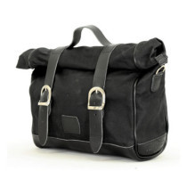 Longride, ''Old Chopper'' waxed cotton saddlebag. Black