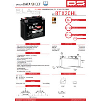 BATTERIE BTX20HL SLA MAX 12V 290 A