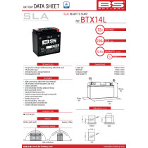 BATTERIE BTX14L SLA 12V 200 A