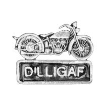 Biker Pins Dilligaf with motorcycle pin