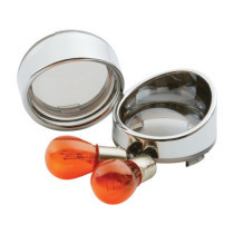  Turn Signal Visor Bezel Kit for Deuce Models Smoke lens, amber bulb Chrome 