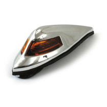 Antique style front fender light. Chrome, amber lens