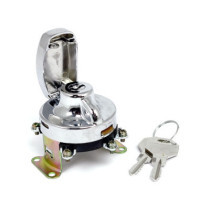 FL style ignition switch. 5-pole, flat key, chrome