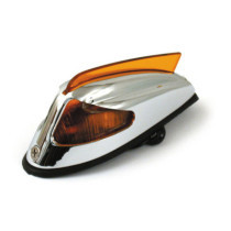 50-57 style front fender light. Chrome, amber lens