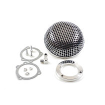 Breather style air cleaner assembly, round. Chrome