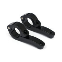 Engine guard clamp set, for spotlamps. Long. Black