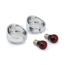 Turn signal lens set, with visor. Clear lens, red bulb