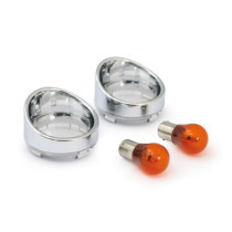 Turn signal lens set, with visor. Clear lens, amber bulb