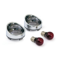 Turn signal lens set, with visor. Light smoke lens, red bulb