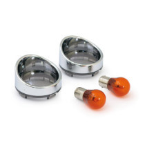 Turn signal lens set with visor. Light smoke lens amber bulb