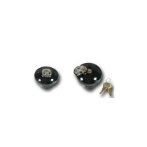  Skull Lockable Gas Cap Set of left and right caps (Vented and Non-vented) Black 