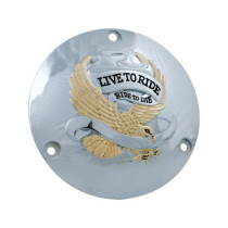  Live To Ride Derby Cover 3-hole Chrome Gold 