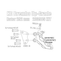 Kit étrier avant 4 pistons Brembo - TITANE - Sportster 00-13, Dyna 00-05 et Softail 00-14