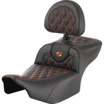 RoadSofa™ Seat - with Backrest - Lattice Stitch - Orange Stitch - Extended