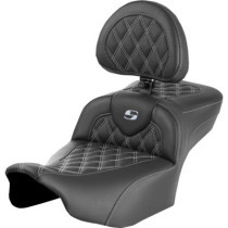 RoadSofa™ Seat - with Backrest - Lattice Stitch - Silver Stitch - Extended