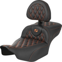 RoadSofa™ Seat - with Backrest - Carbon Fiber - Orange Stitch - Extended