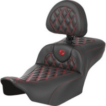 RoadSofa™ Seat - with Backrest - Carbon Fiber - Red Stitch - Extended