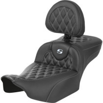 RoadSofa™ Seat - with Backrest - Carbon Fiber - Silver Stitch - Extended