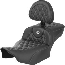 RoadSofa™ Seat - with Backrest - Carbon Fiber - White Stitch - Extended