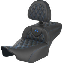 RoadSofa™ Seat - with Backrest - Carbon Fiber - Blue Stitch - Extended