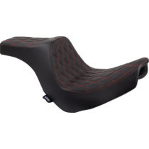 Predator III Seat - Double Diamond - Black w/ Red Stitching - Softail 18+