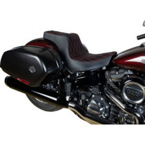 Predator III Seat - Double Diamond - Black w/ Red Stitching - Softail 18+