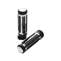  Ribbed Rubber Grips Chrome 1" Throttle By Wire 