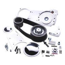  3" Open Belt Drive Kit with 1 1/2" Offset 47 Tooth Front/72 Tooth Rear, 3" Belt Aluminium Polished 