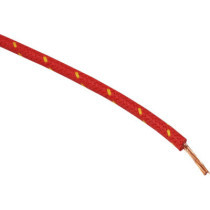 WIRE 16-GAUGE CLOTH BRAIDED 25' RED WITH YELLOW TRACER