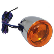  Deuce-Style Turn Signal Rear, wires exit through mounting hole Chrome Amber Dual Filament 